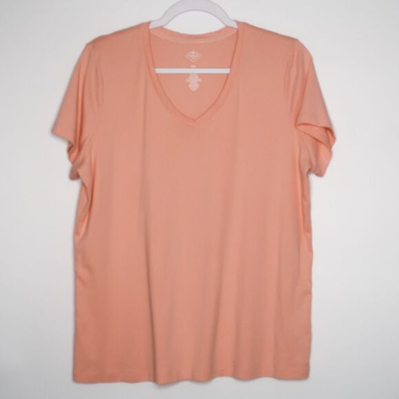 St. John's‎ Bay Womens Essential Tee Size XXL Pink Peach Salmon Cotton Basics - Picture 1 of 5